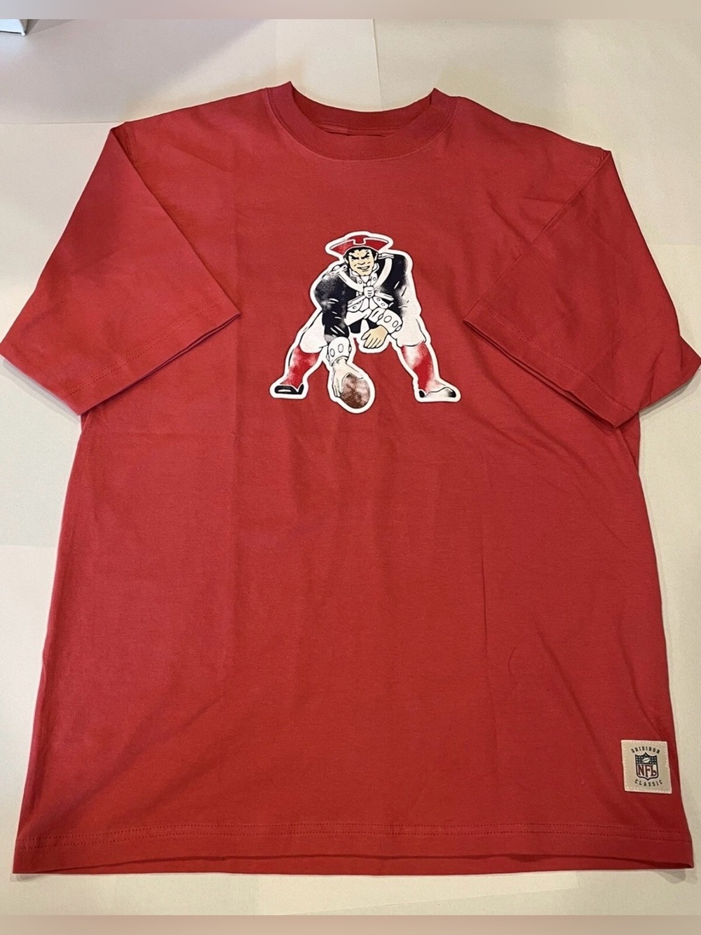 New England Patriots Logo Red Reebok Gridiron Classic NFL Team Shirt Mens Medium